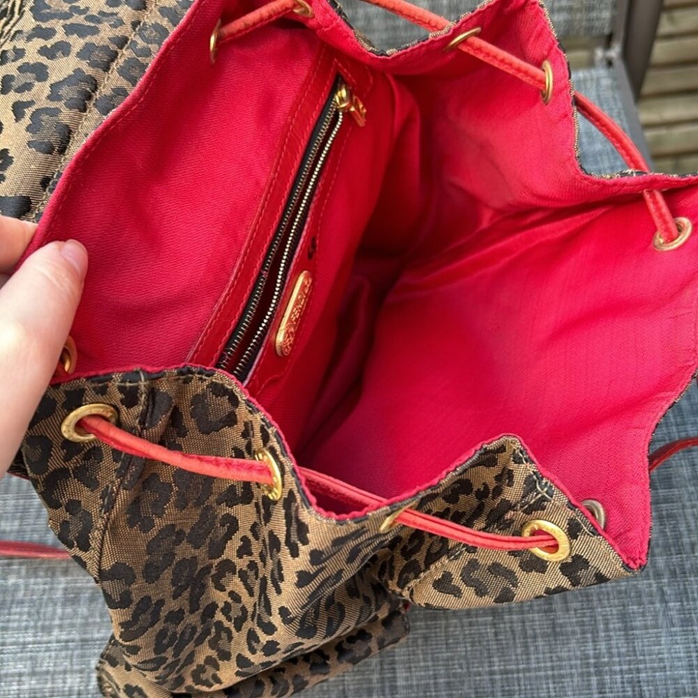 Fendi Leopard Print Backpack with Red Trim - Picture 13 of 16